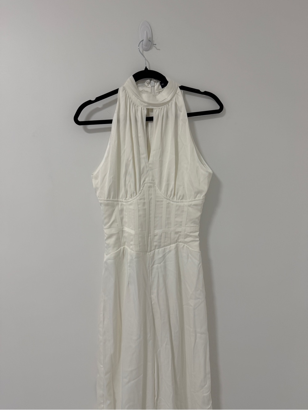 PrettyLittleThing White Strapless Halter Maxi Dress
